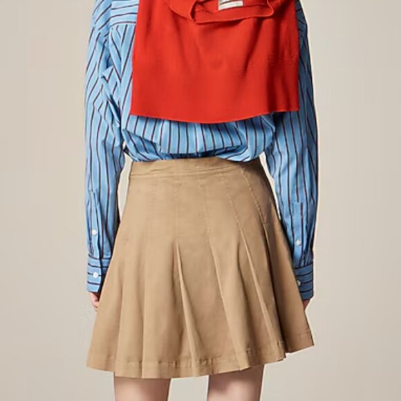 J. CREW Pleated mini skirt chino Camel $168 NWT Sz 2 - Picture 2 of 3